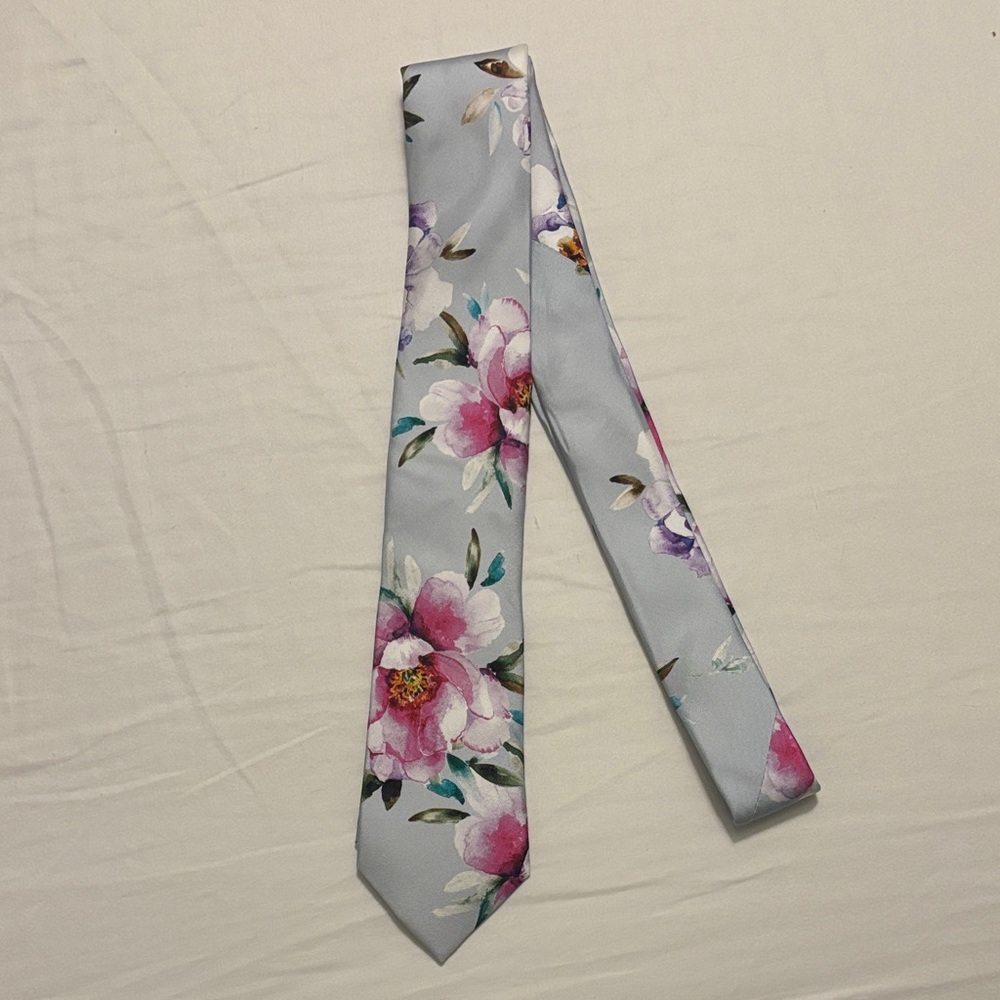 Express Floral Tie with Pink and Purple Accents